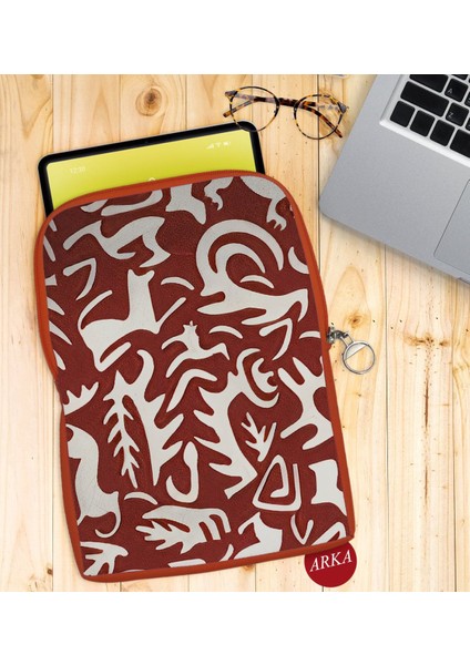 Gift Retro Motif Tasarımlı Taşınabilir Koruyucu Tablet Kılıfı & Organizer Çanta - Turuncu-3 fiyatları