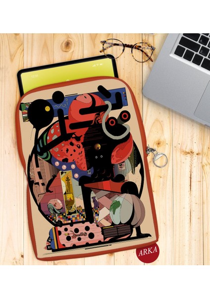 Gift Modern Soyut Tasarımlı Taşınabilir Koruyucu Tablet Kılıfı & Organizer Çanta - Turuncu-7 fiyatları