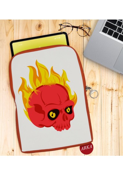 Gift Kurukafa Tasarımlı Taşınabilir Koruyucu Tablet Kılıfı & Organizer Çanta - Turuncu-5 fiyatları