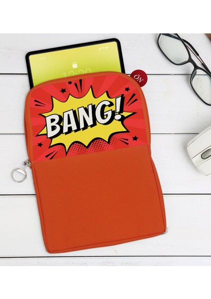 Gift Pop Art Tasarımlı Taşınabilir Koruyucu Tablet Kılıfı & Organizer Çanta - Turuncu-13