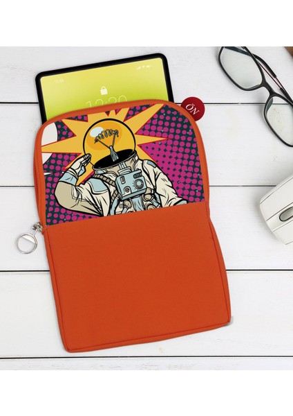 Gift Pop Art Tasarımlı Taşınabilir Koruyucu Tablet Kılıfı & Organizer Çanta - Turuncu-9