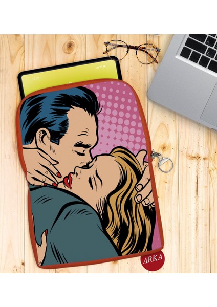 Gift Pop Art Tasarımlı Taşınabilir Koruyucu Tablet Kılıfı & Organizer Çanta - Turuncu-10