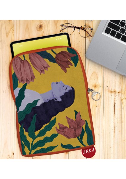 Gift Woman Art Tasarımlı Taşınabilir Koruyucu Tablet Kılıfı & Organizer Çanta - Turuncu-1 fiyatları