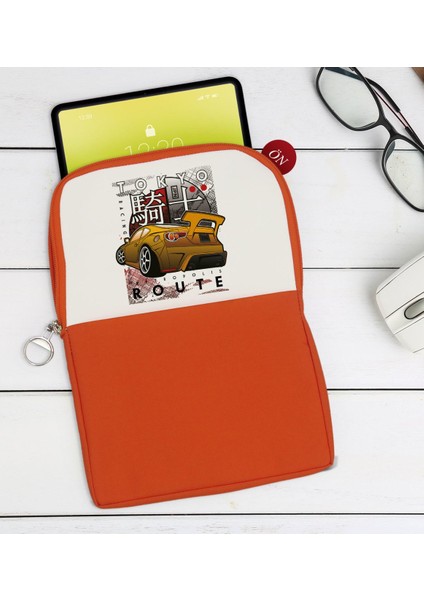 Gift Tokyo Route Tasarımlı Taşınabilir Koruyucu Tablet Kılıfı & Organizer Çanta - Turuncu-1