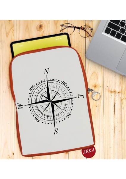 Gift Pusula Tasarımlı Taşınabilir Koruyucu Tablet Kılıfı & Organizer Çanta - Turuncu-2 fiyatları