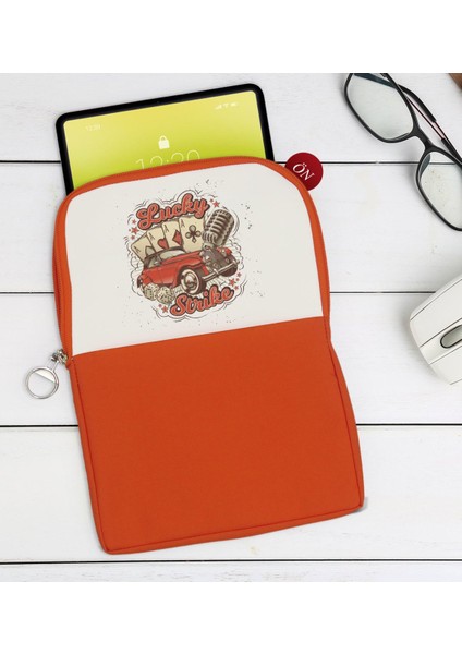Gift Lucky Strike Tasarımlı Taşınabilir Koruyucu Tablet Kılıfı & Organizer Çanta - Turuncu-1