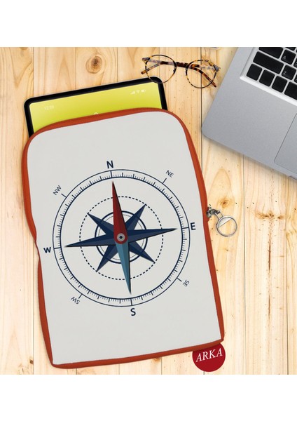 Gift Pusula Tasarımlı Taşınabilir Koruyucu Tablet Kılıfı & Organizer Çanta - Turuncu-1 fiyatları