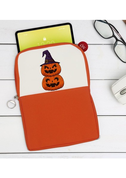 Gift Pumpkin Tasarımlı Taşınabilir Koruyucu Tablet Kılıfı & Organizer Çanta - Turuncu-1