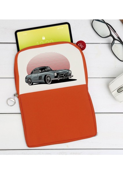 Gift Klasik Araç Tasarımlı Taşınabilir Koruyucu Tablet Kılıfı & Organizer Çanta - Turuncu-9