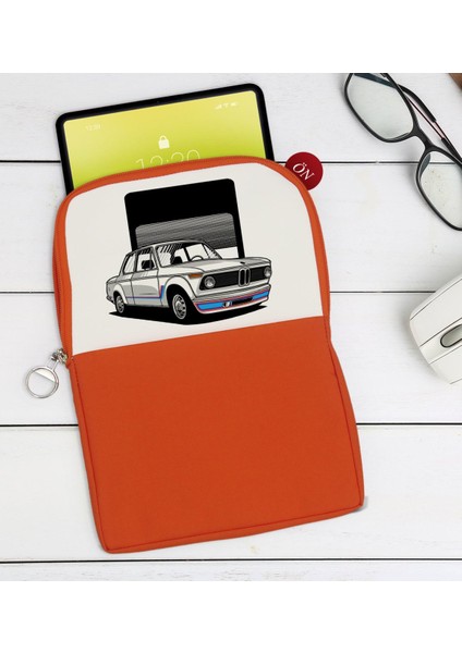 Gift Klasik Araç Tasarımlı Taşınabilir Koruyucu Tablet Kılıfı & Organizer Çanta - Turuncu-11
