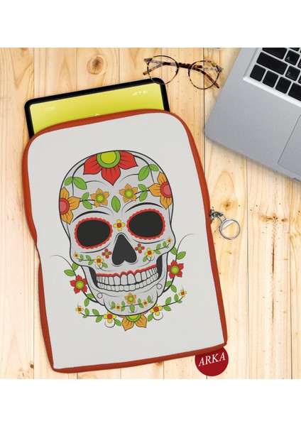 Gift Kurukafa Tasarımlı Taşınabilir Koruyucu Tablet Kılıfı & Organizer Çanta - Turuncu-10 fiyatları