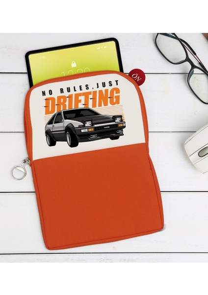 Gift Drifting Tasarımlı Taşınabilir Koruyucu Tablet Kılıfı & Organizer Çanta - Turuncu-1