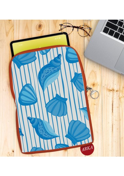 Gift Deniz Kabukları Tasarımlı Taşınabilir Koruyucu Tablet Kılıfı & Organizer Çanta - Turuncu-2 fiyatları