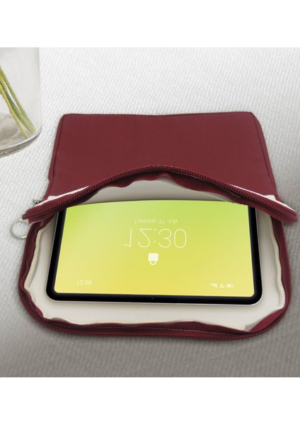 Gift Retro Motif Tasarımlı Taşınabilir Koruyucu Tablet Kılıfı & Organizer Çanta - Bordo-3 modelleri