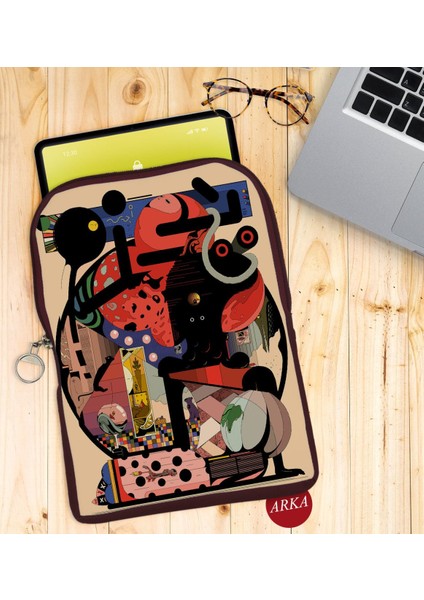 Gift Modern Soyut Tasarımlı Taşınabilir Koruyucu Tablet Kılıfı & Organizer Çanta - Bordo-7 fiyatları