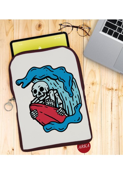 Gift Sörfçü Iskelet Tasarımlı Taşınabilir Koruyucu Tablet Kılıfı & Organizer Çanta - Bordo-1 fiyatları