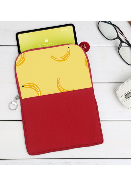 Gift Muz Tasarımlı Taşınabilir Koruyucu Tablet Kılıfı & Organizer Çanta - Kırmızı-1
