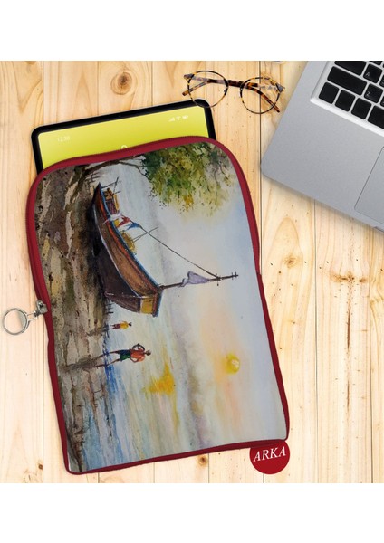 Gift Suluboya Tasarımlı Taşınabilir Koruyucu Tablet Kılıfı & Organizer Çanta - Kırmızı-2 fiyatları