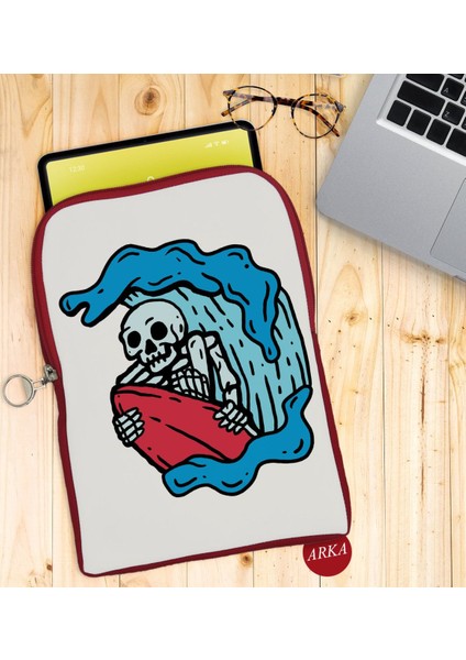 Gift Sörfçü Iskelet Tasarımlı Taşınabilir Koruyucu Tablet Kılıfı & Organizer Çanta - Kırmızı-1 fiyatları