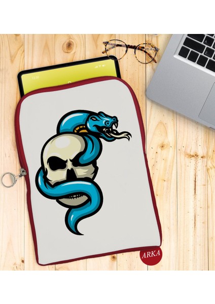 Gift Kurukafa Tasarımlı Taşınabilir Koruyucu Tablet Kılıfı & Organizer Çanta - Kırmızı-8 fiyatları