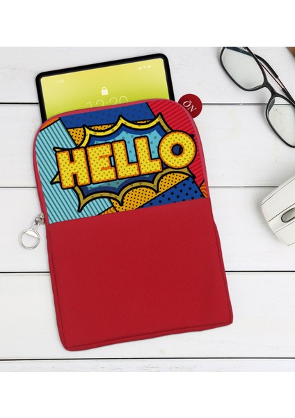 Gift Pop Art Tasarımlı Taşınabilir Koruyucu Tablet Kılıfı & Organizer Çanta - Kırmızı-16
