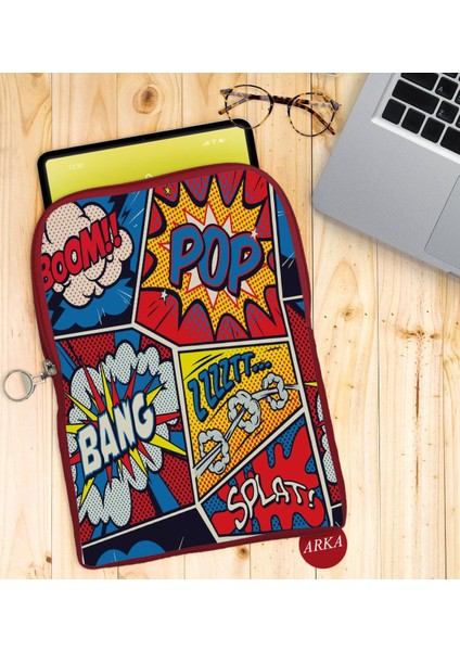 Gift Pop Art Tasarımlı Taşınabilir Koruyucu Tablet Kılıfı & Organizer Çanta - Kırmızı-12 fiyatları