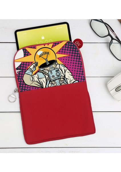 Gift Pop Art Tasarımlı Taşınabilir Koruyucu Tablet Kılıfı & Organizer Çanta - Kırmızı-9