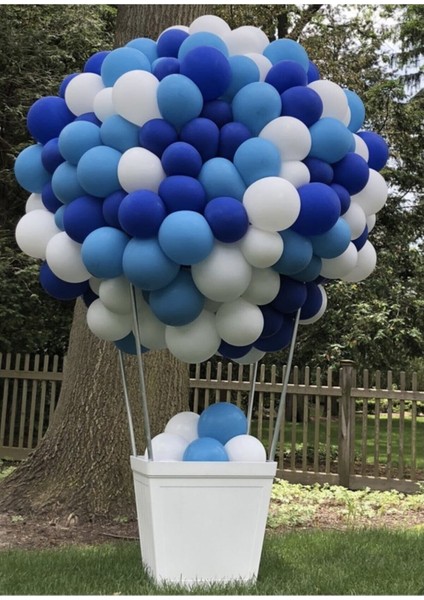 Pastel Beyaz-Açık Mavi-Koyu Mavi Balon Zinciri 70 Adet + 5 mt Balon Zinciri