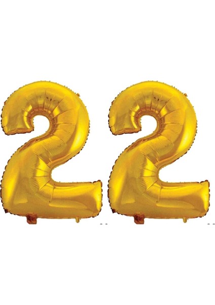 22 Yaş Sayı Folyo Balon Gold 40 Inç 100 cm