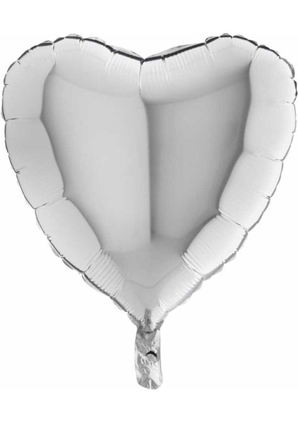Gümüş Kalp Folyo Balon 45 cm - 3 Adet
