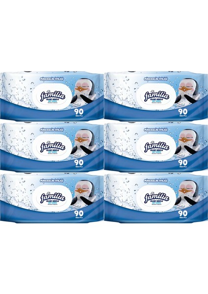 Islak Havlu Mendil Mineralin Iyiliği 90 Yaprak Plastik Kapaklı 6 Lı Set 540 Yaprak