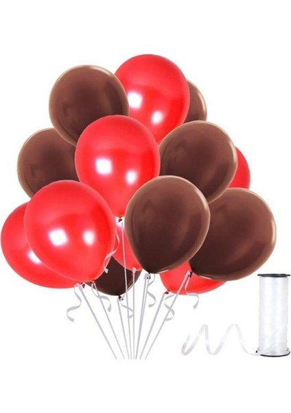 Kahverengi - Kırmızı Metalik Balon 50 Adet+ 5 mt Balon Zinciri