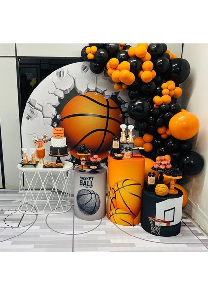 Basketbol Konspet 50 Adet Turuncu, Siyah Balon ve 5mt Balon Zinciri