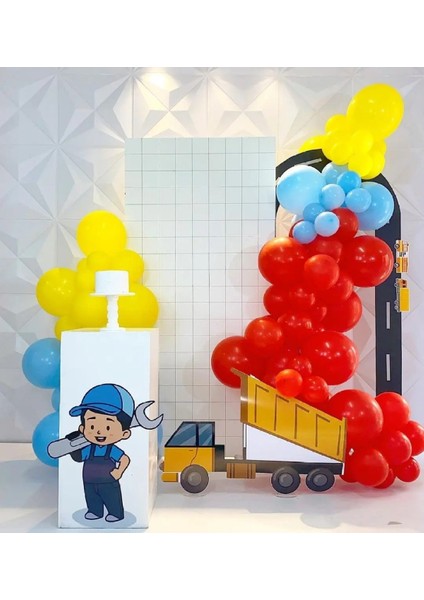 50 Adet Sarı, Kırmızı, Mavi Balon ve 5mt Balon Zinciri