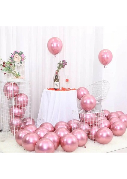 Krom Balon 12" Inç Pembe Renk 10 Adet