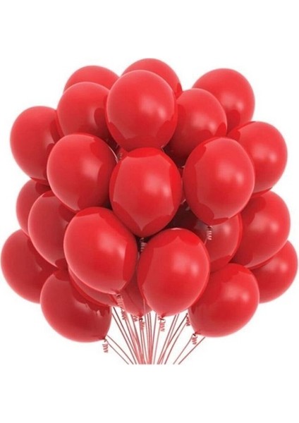 Kırmızı Pastel Balon 50 Adet + 5 mt Balon Zinciri