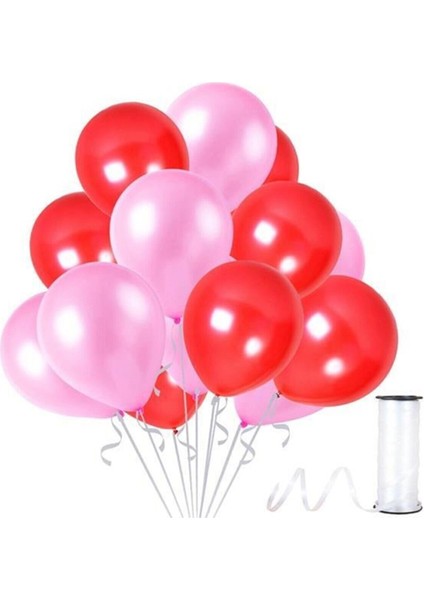 Kırmızı - Lila Metalik Balon 20 Adet