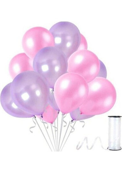 Pembe Lila Metalik Balon 50 Adet