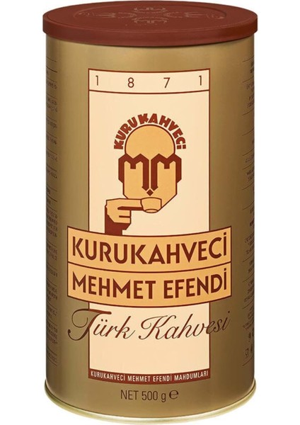 Mehmet Efendi Kurukahveci Türk Kahvesi 500GR Teneke Kutu (9 Lu Set Toplam 4500GR)