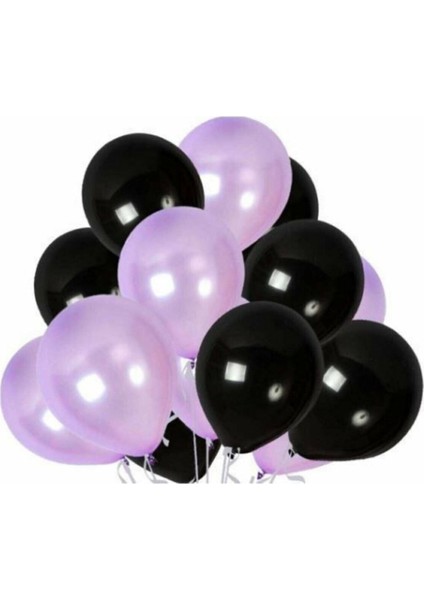 Siyah Lila Metalik Balon 100 Adet+ 5 mt Balon Zinciri