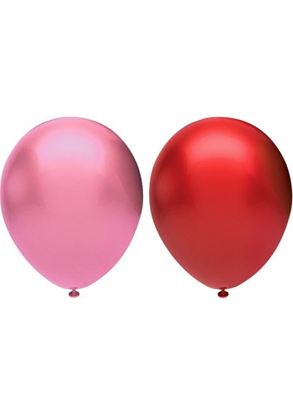 Metalik Balon Seti 10 Adet ( Pembe, Kırmızı)