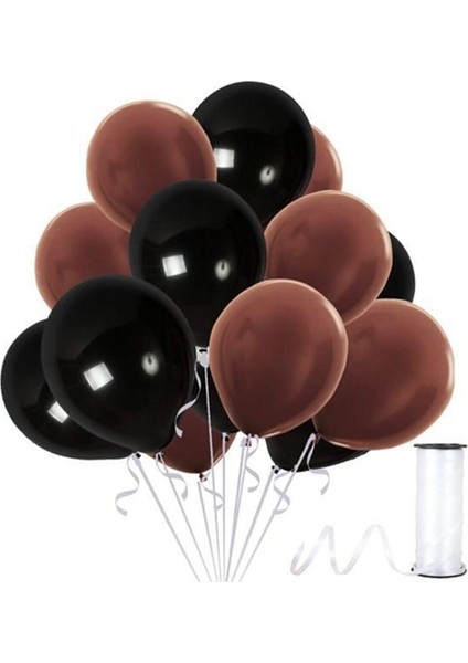 Kahverengi - Siyah Metalik Balon 50 Adet+ 5 mt Balon Zinciri