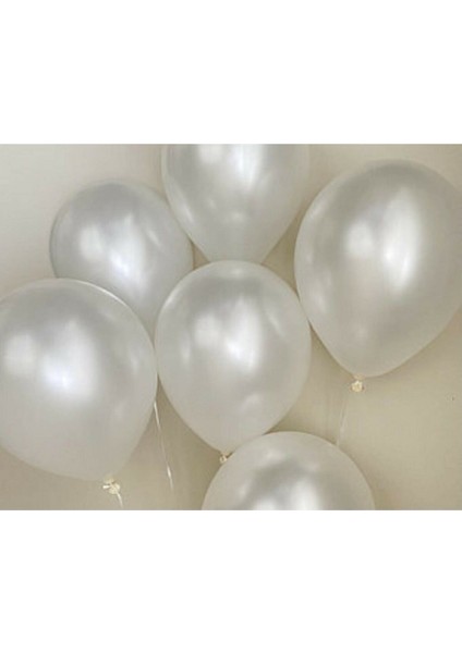 12 Inç Metalik Beyaz Balon 50'li