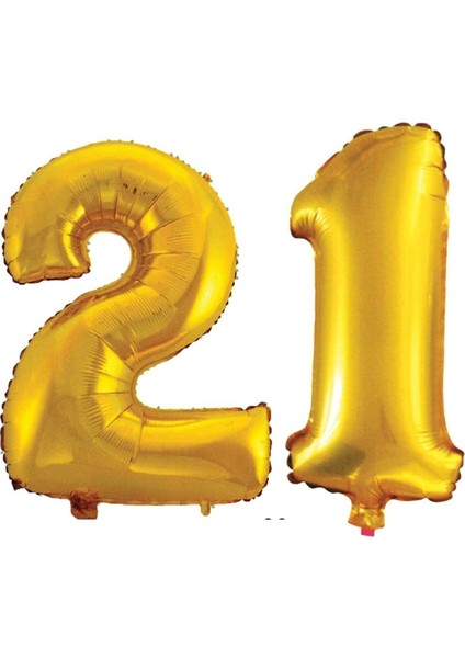 21 Yaş Sayı Folyo Balon Gold 40 Inç 100 cm