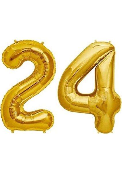 24 Yaş Sayı Folyo Balon Gold 40 Inç 100 cm