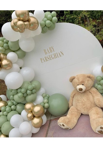 Küf Yeşili Beyaz Gold Balon Konsept Zinciri 50 Adet