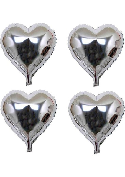 Gümüş Kalp Folyo Balon Set 10 Adet 25 cm