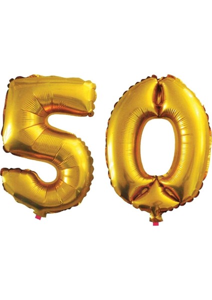50 Yaş Sayı Folyo Balon Gold 40 Inç 100 cm