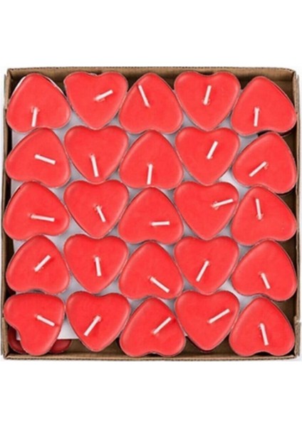 Kalp Şekilli Tealight Mum 50 Adet, Dekoratif Mum, Romantik Ortam Mumu