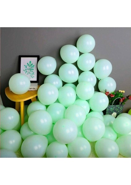 Makaron Balon Su Mint Yeşil 12 Inç 100 Adet+5 mt Balon Zinciri